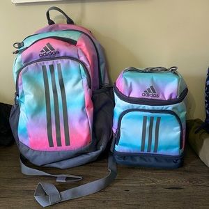 Adidas youth backpack with matching lunch box.